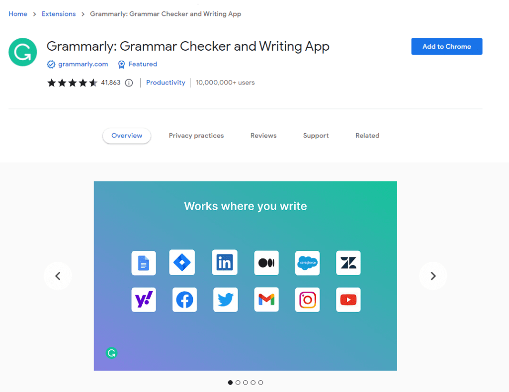 Add Grammarly extension to chrome