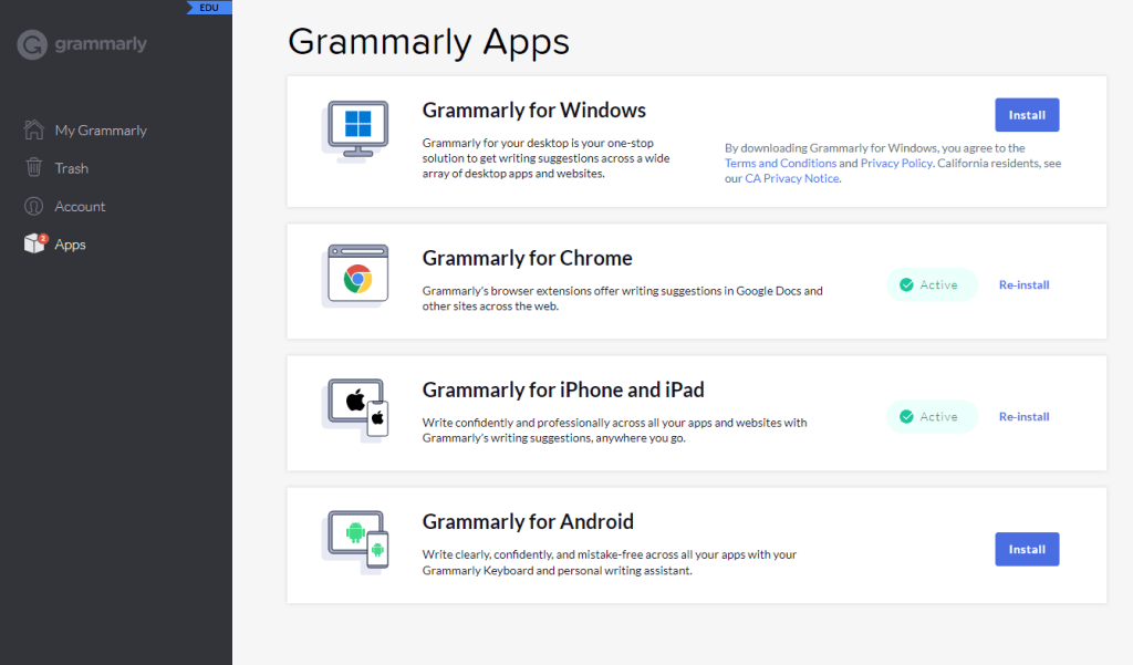 grammarly apps