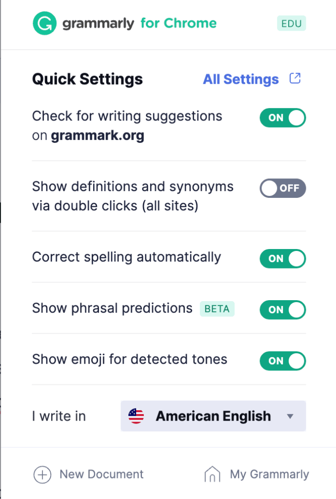 grammarly extention