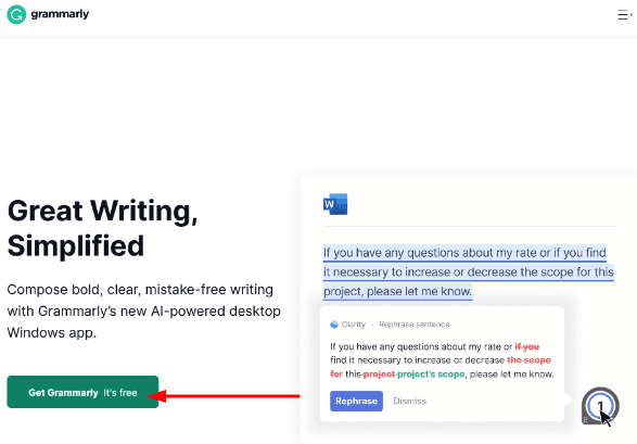 Click on get Grammarly