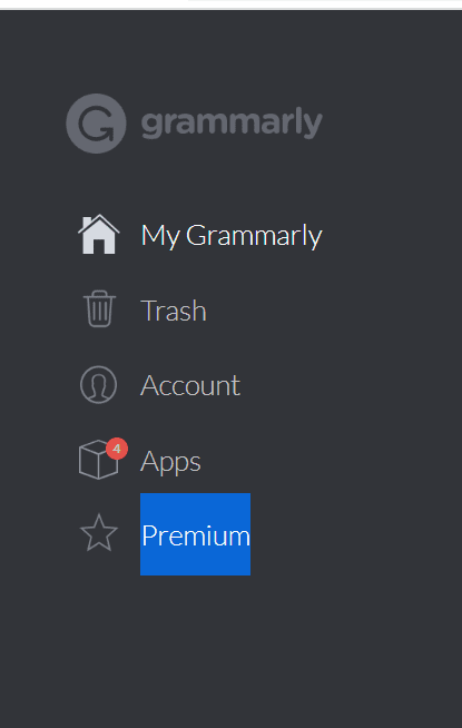 Select on premium option from Grammarly dashboard