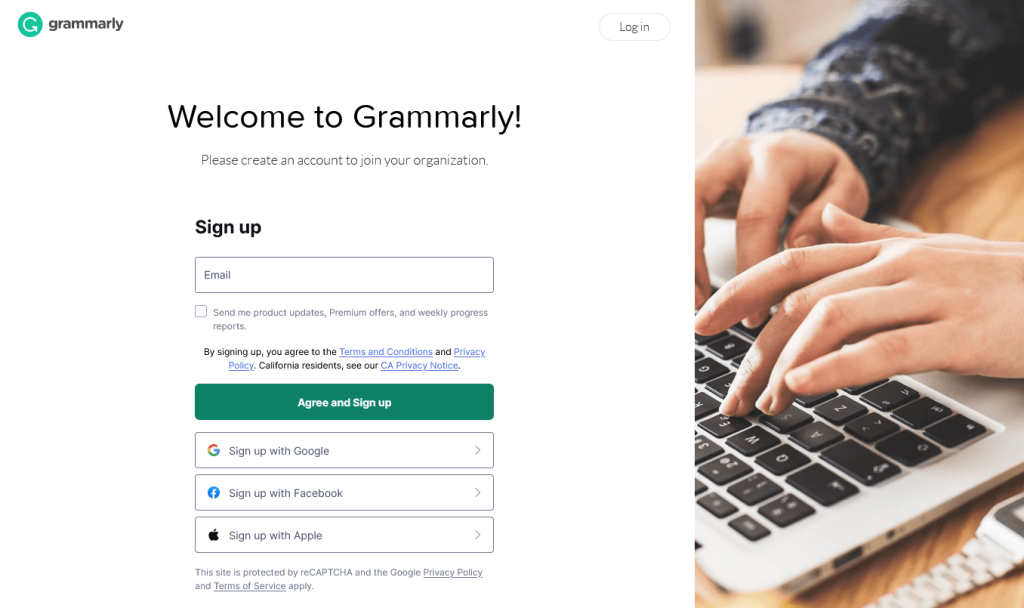 grammarly sign up to join organization
