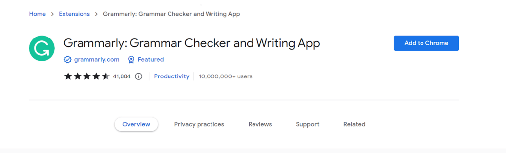 Grammarly-tap on add to Chrome option
