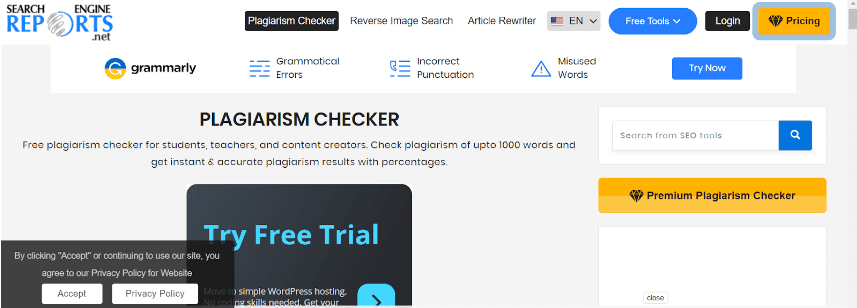 Search Engine Reports Overview - best free plagiarism checker
