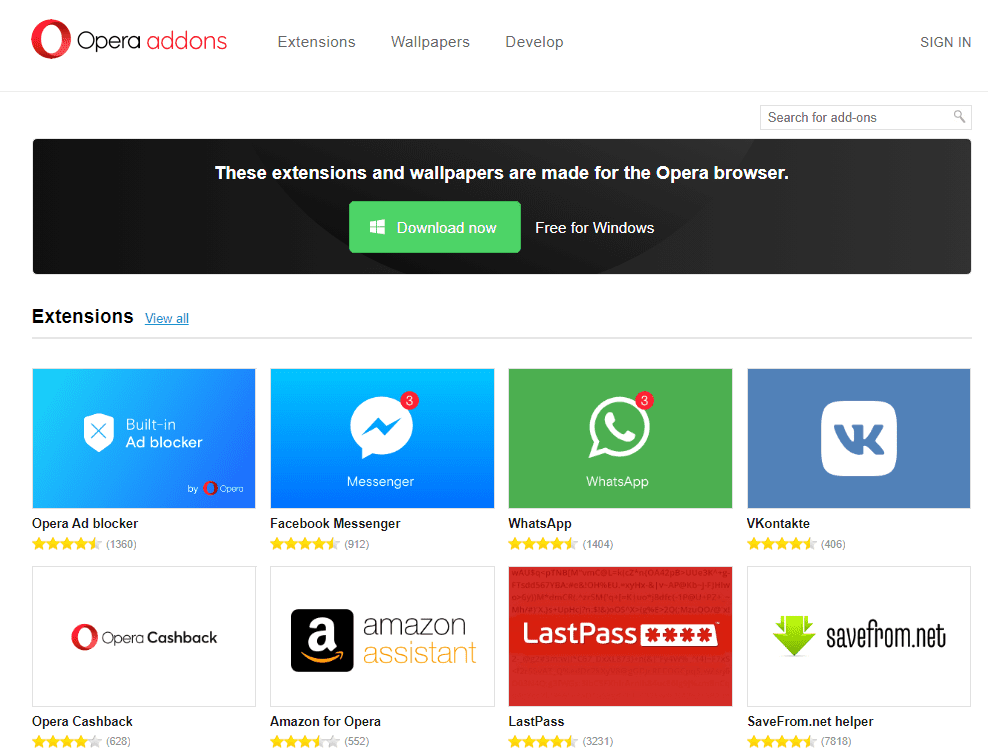 install the Chrome extension for Opera