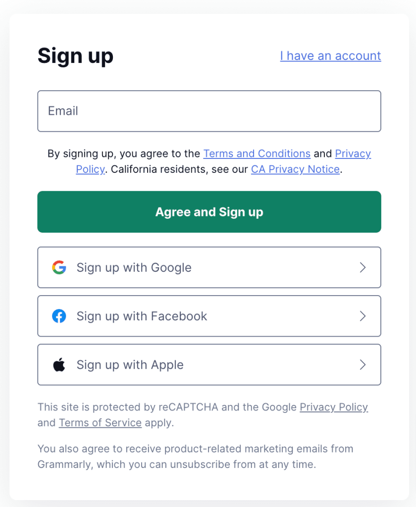 Grammarly Sign Up