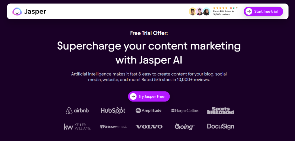 Jasper AI- official page