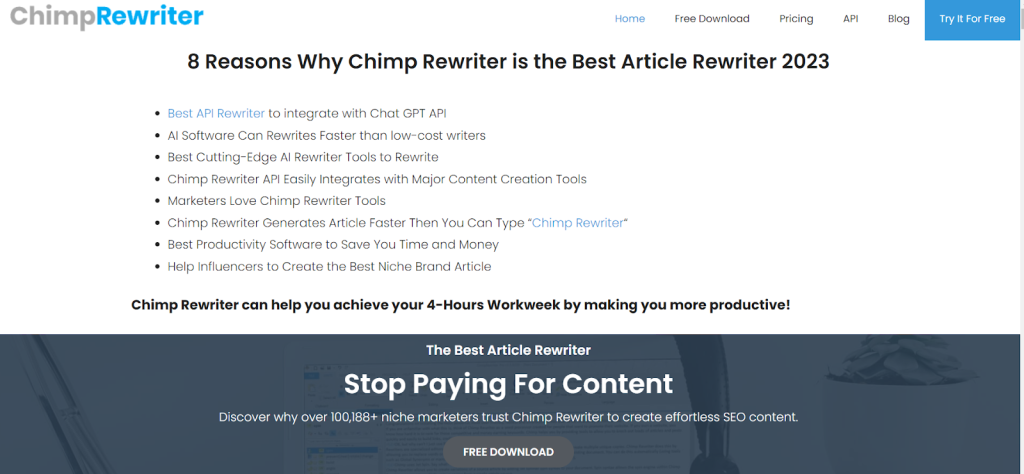 Chimp Rewriter official page