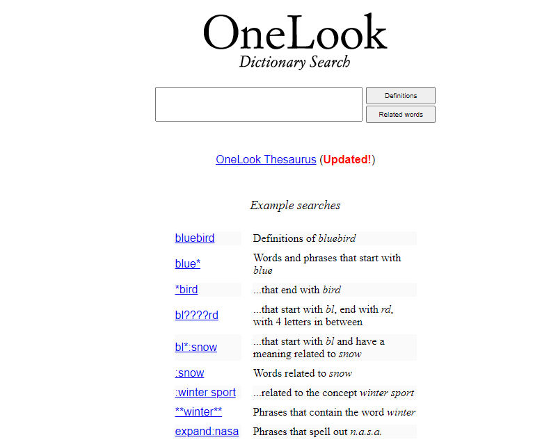 OneLook official page