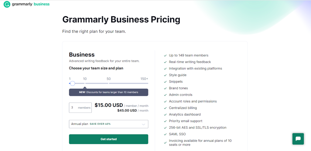 Grammarly Business Pricing Plan
