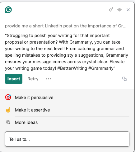 Grammarly Generative AI