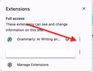 Remove Grammarly Chrome extension