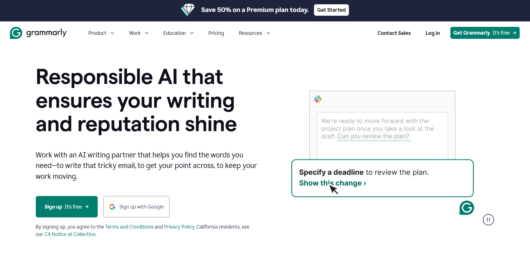 Grammarly Homepage