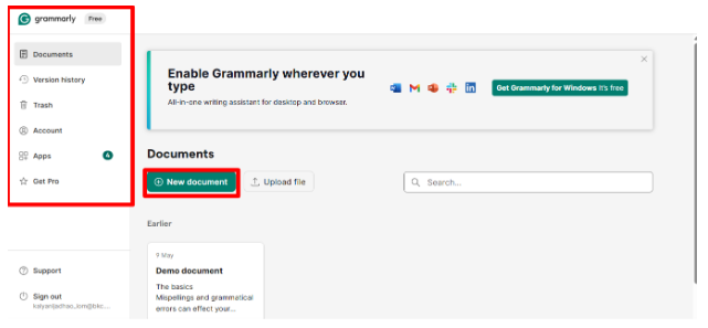 Grammarly Dashboard