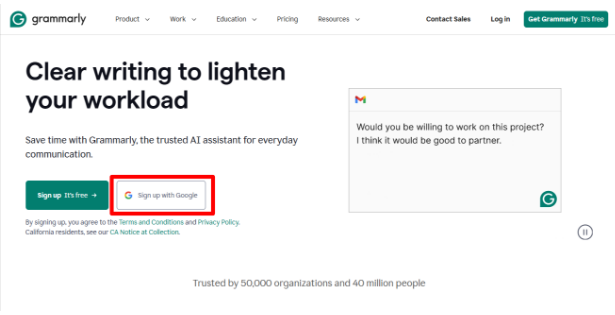 Log into Grammarly account