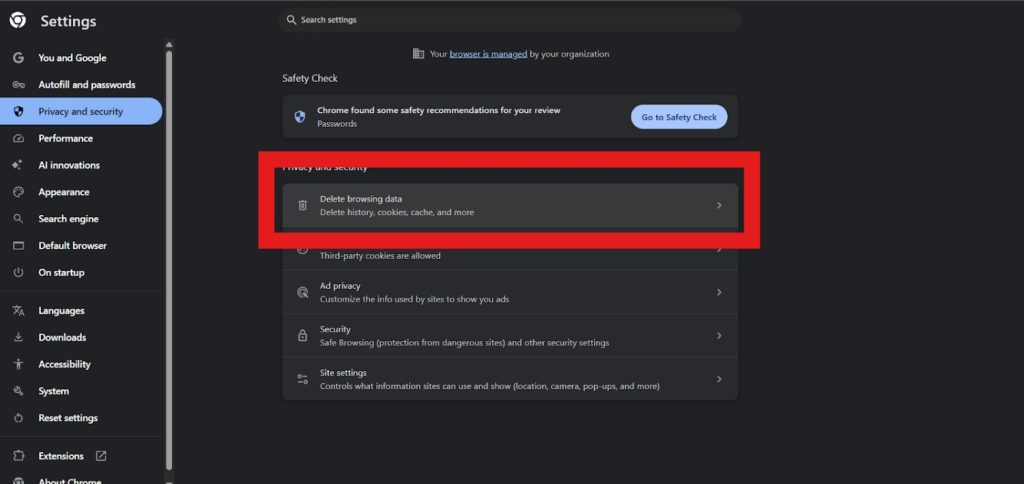 Clear Browser Cache and Cookies